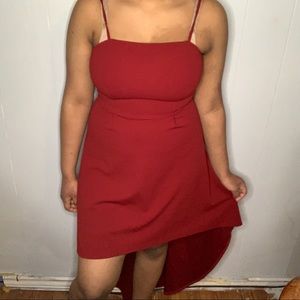Red high low dress